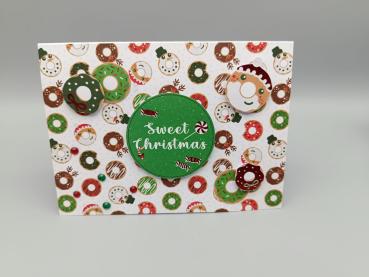 Weihnachtskarte „Sweet Christmas“ mit Donut-Motiv